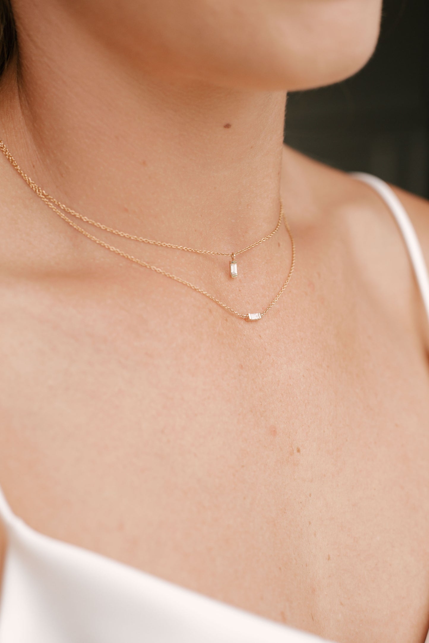 Baguette Diamond Vertical Necklace