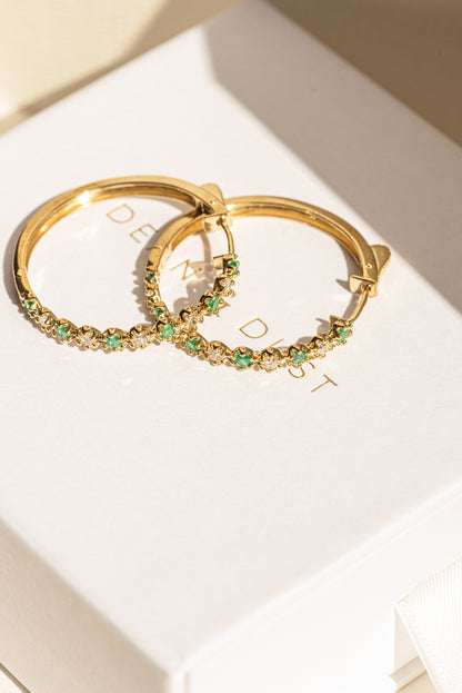 Emerald & Diamond Crown Hoops