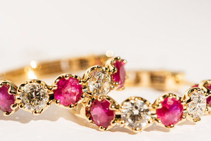 Ruby & Diamond Crown Hoops