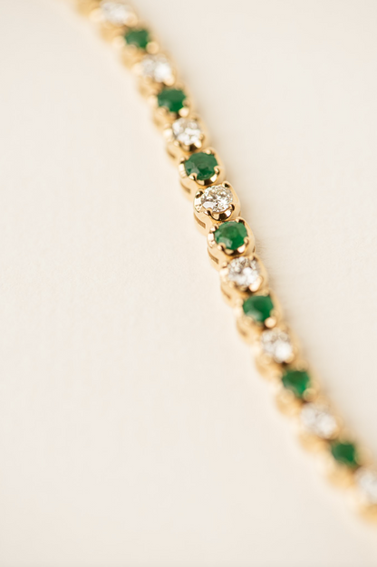 Emerald & Diamond Tennis Bracelet