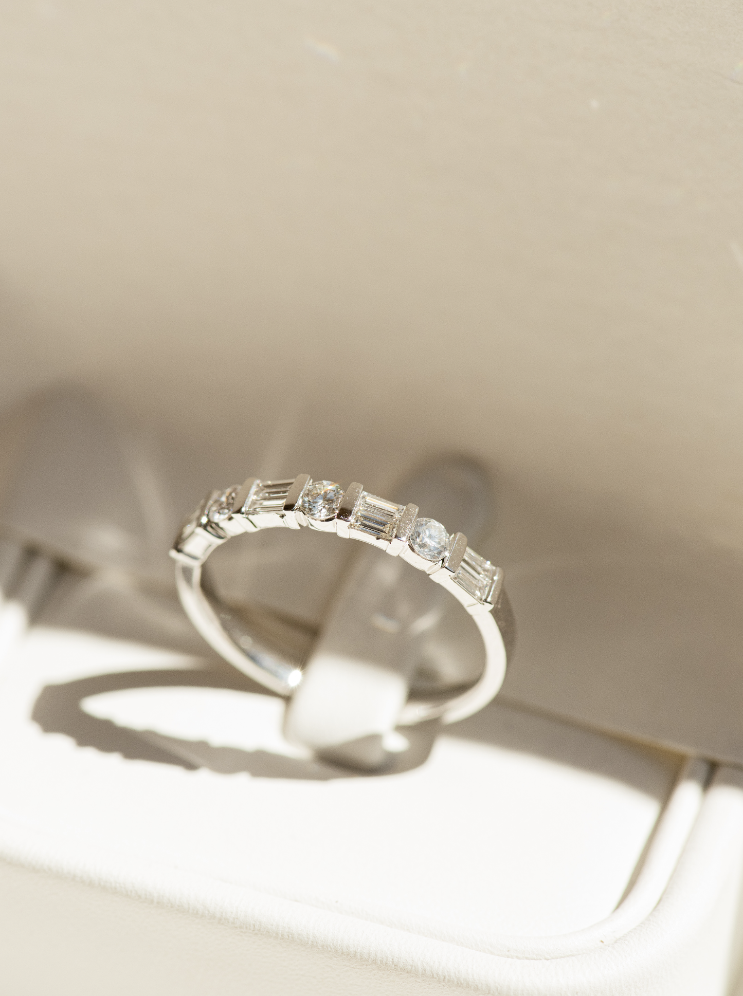 Baguette & Round Brilliant Cut Diamond Band Ring